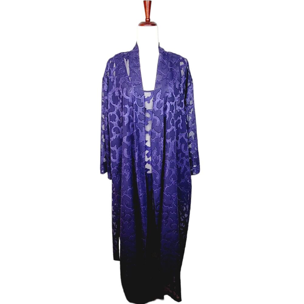 Victoria's Secret Gold Label Purple Sheer Lace Nightgown and Robe - Size S